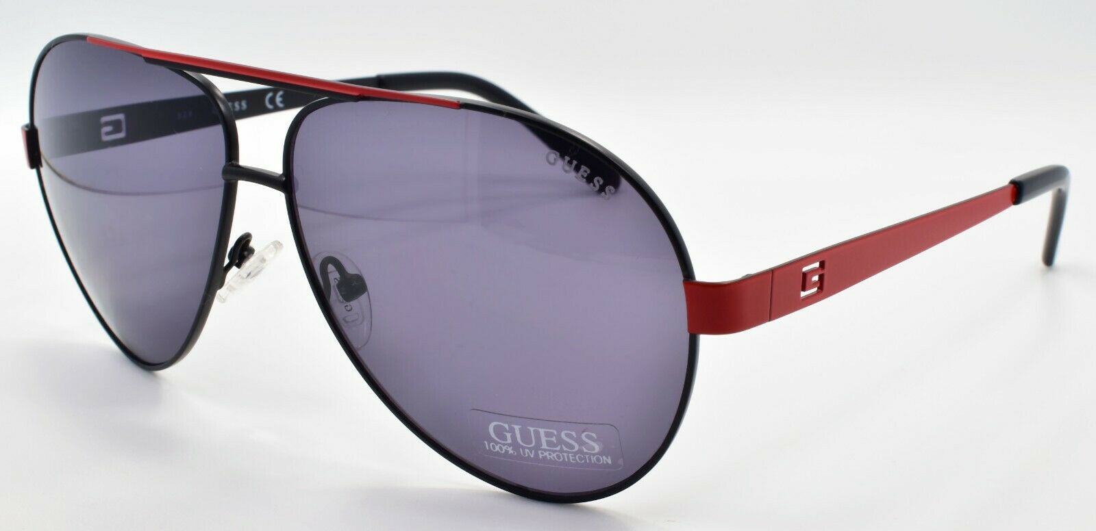 1-GUESS GU6969 01A Men's Sunglasses Aviator 61-11-145 Black & Red / Smoke-889214118400-IKSpecs