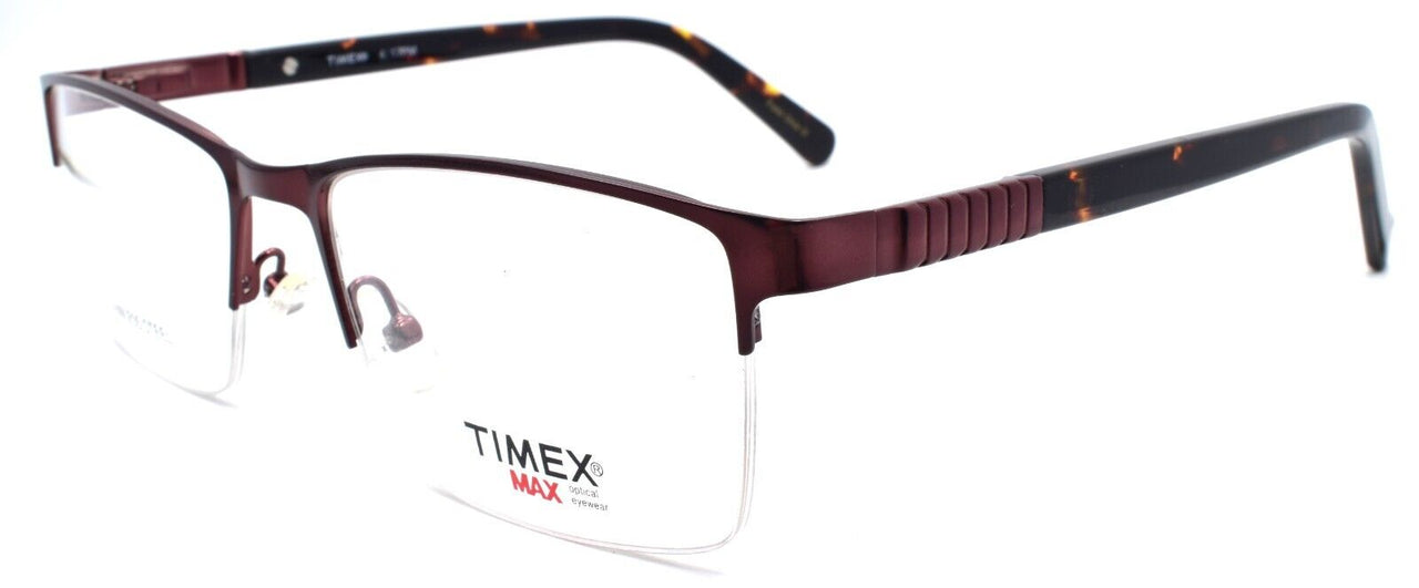 1-Timex 4:17 PM Men's Eyeglasses Frames Half-rim 56-18-145 Brown-715317152259-IKSpecs