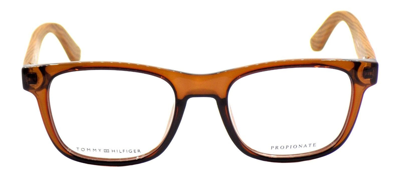 2-TOMMY HILFIGER TH 1314 X3R Men's Eyeglasses Frames 50-19-145 Brown Wood + CASE-762753040244-IKSpecs
