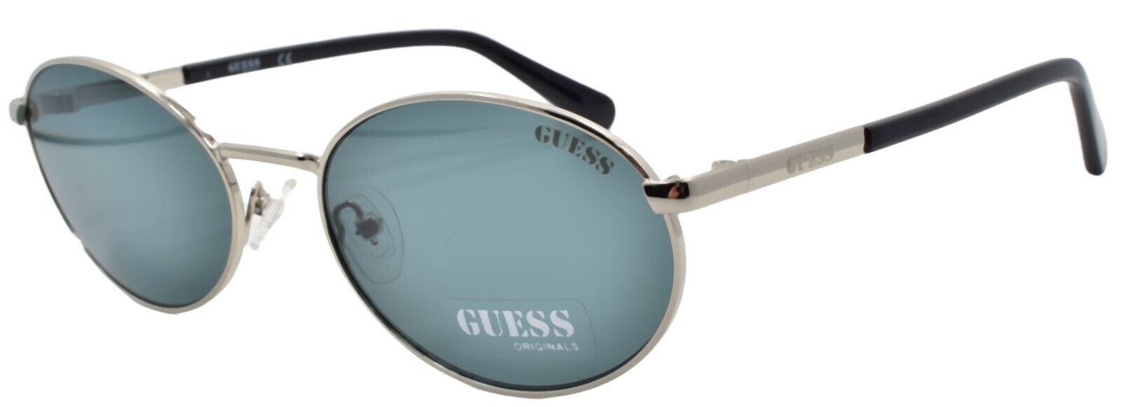 1-GUESS GU8235 10N Unisex Sunglasses 57-19-140 Shiny Light Nickeltin / Green-889214282309-IKSpecs