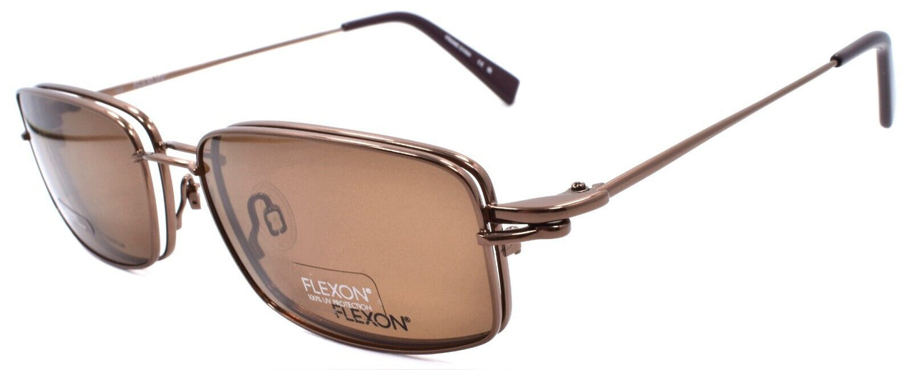 1-Flexon FLX 901 MAG 210 Men's Eyeglasses Brown 54-18-140 + Clip On Sunglasses-750666972967-IKSpecs