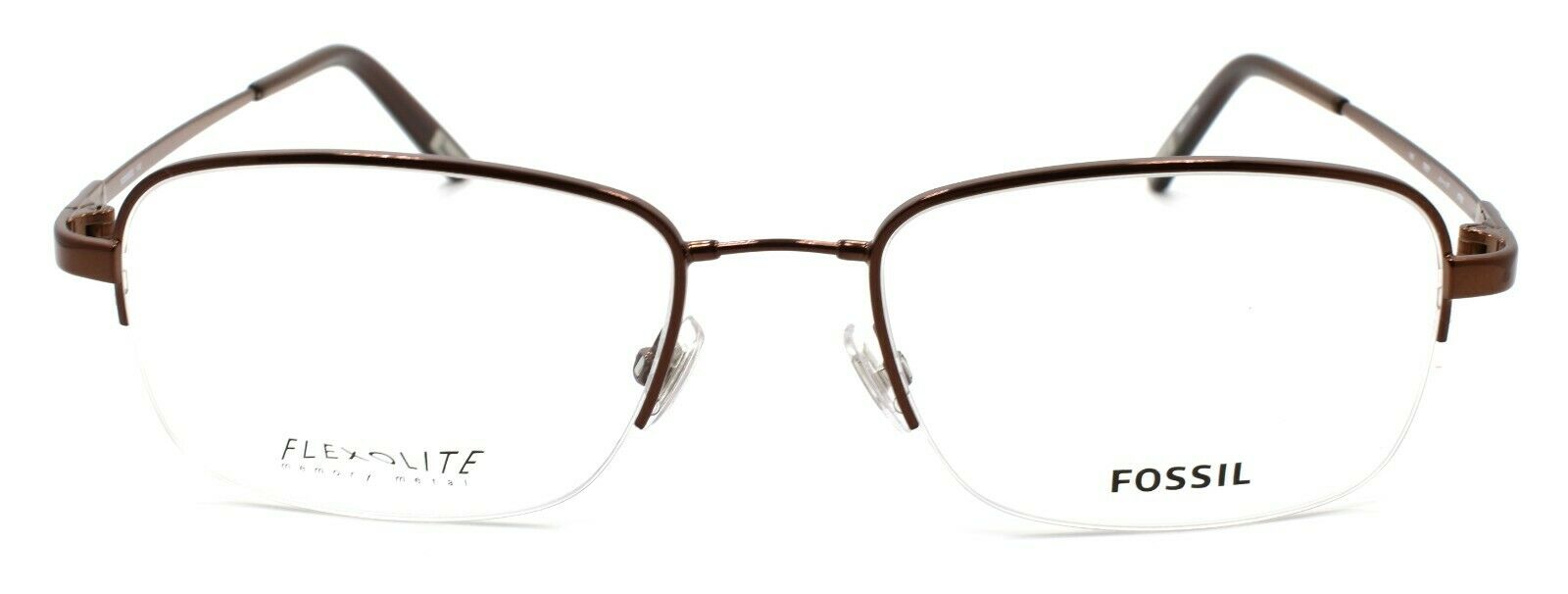 2-Fossil Trey 0TR2 Men's Eyeglasses Frames Half-rim Flexible 54-19-145 Dark Brown-780073973332-IKSpecs